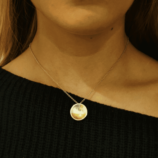 Hair/Fur Imprinted  Silver /Silver & Gold Circle Pendant
