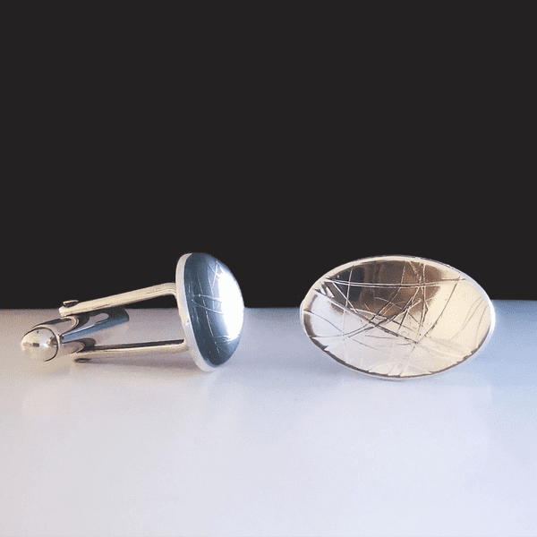 Oval Hair Imprinted Cufflinks