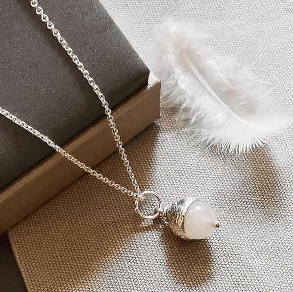 Rose Quartz Acorn  Urn  Pendant