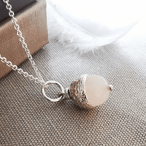 Rose Quartz Acorn Urn Pendant