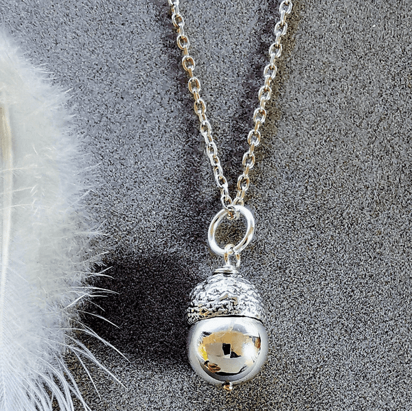 Silver Acorn  Urn  Pendant