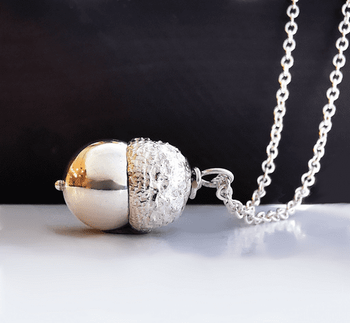 Silver Acorn Urn Pendant