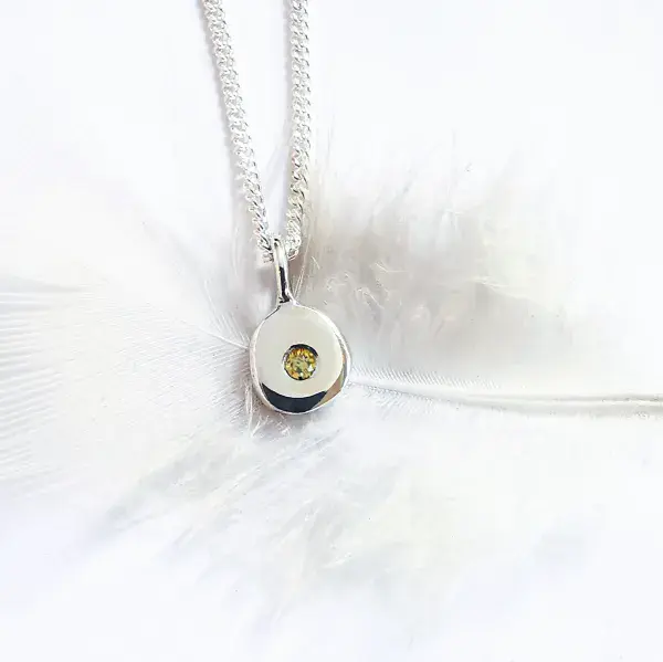 Silver Pebble Pendant For 2mm Heart In Diamond