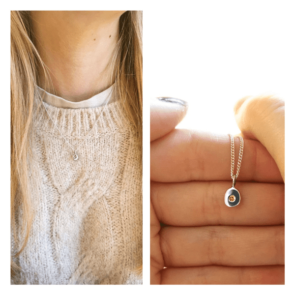 Silver Pebble Pendant For 2mm Heart In Diamond