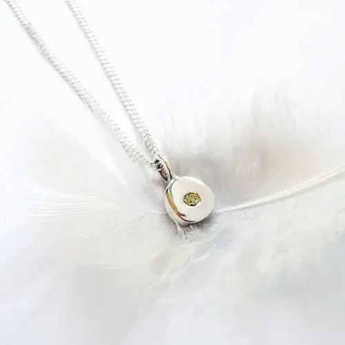 Silver Pebble Pendant For 2mm Heart In Diamond