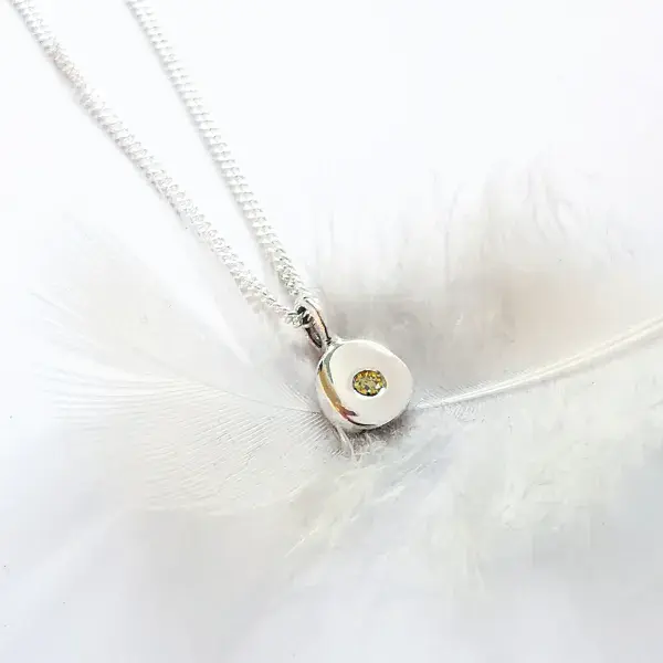Silver Pebble Pendant For 2mm Heart In Diamond
