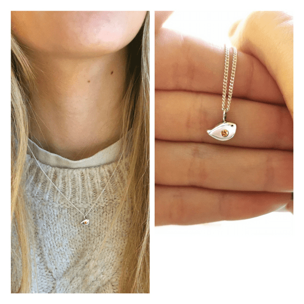 Silver Robin Pendant For 2mm Heart In Diamond