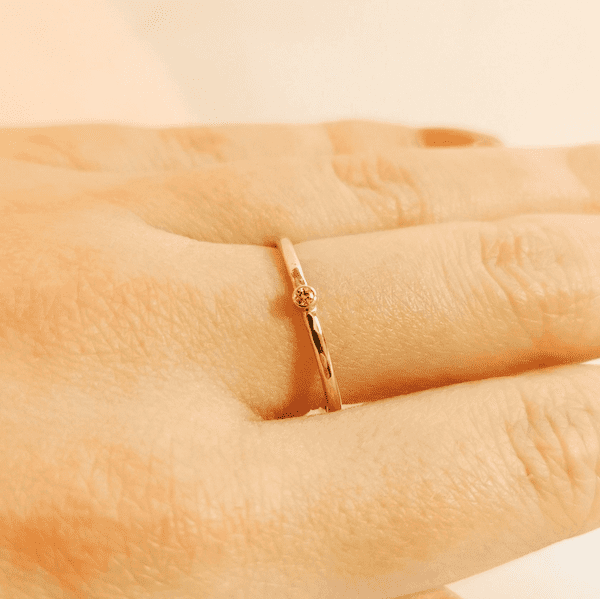 Simple Classic And Dainty 9ct Gold Memorial Ring For 2mm Heart In Diamond
