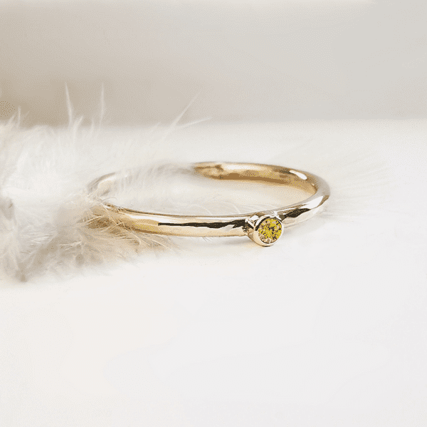 Simple Classic And Dainty 9ct Gold Memorial Ring For 2mm Heart In Diamond