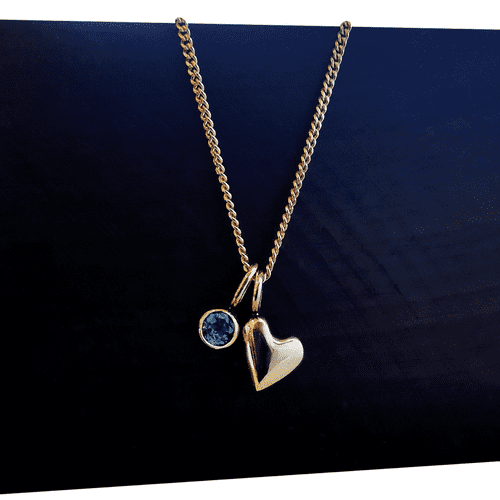 Solid 9ct Gold 3mm Gemstone And Hidden Ash/Hair Heart Penadant