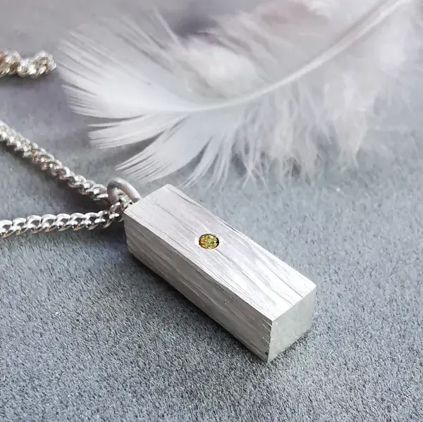Textured Matt Unisex Silver Pendant For 2mm Heart In Diamond