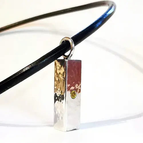 Textured Silver Pendant For 2mm  Heart In Diamond