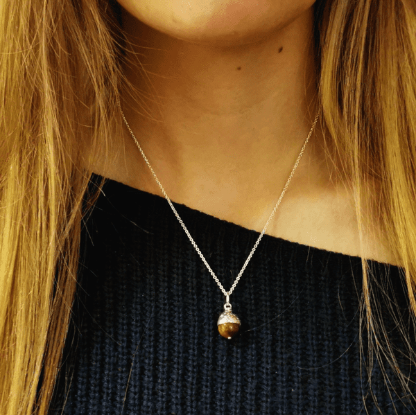 Tiger Eye Acorn Urn Pendant