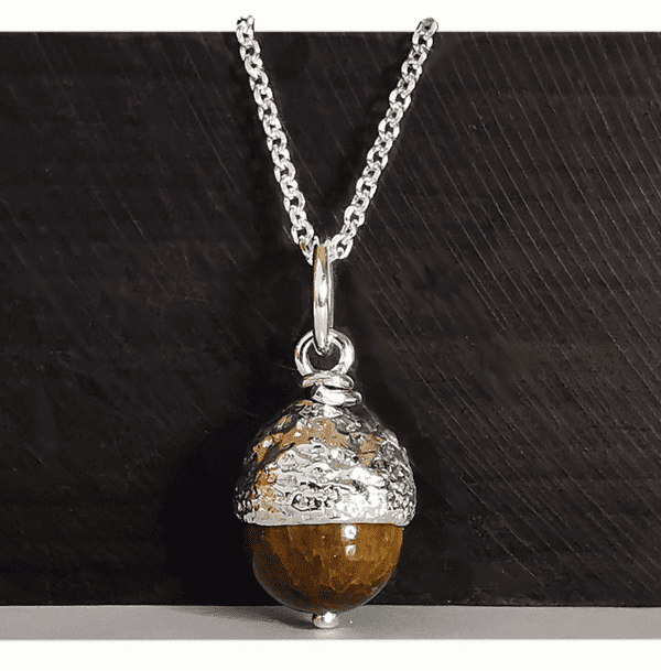 Tiger Eye Acorn Urn Pendant