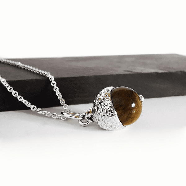 Tiger Eye Acorn Urn Pendant