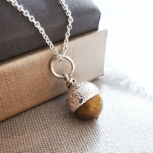 Tiger Eye Acorn Urn Pendant