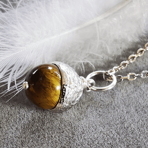 Tiger Eye Acorn Urn Pendant