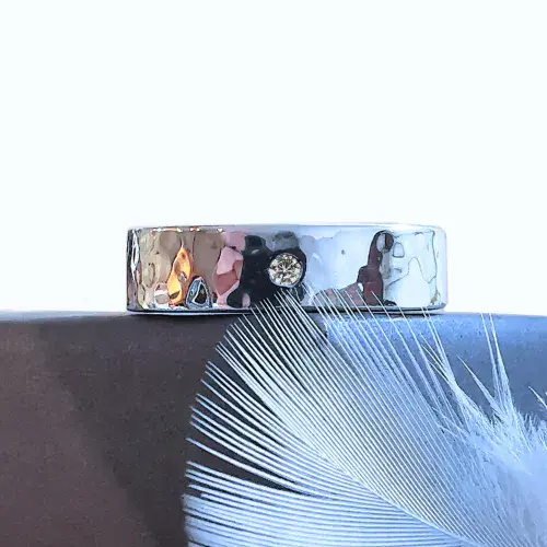 Unisex 2mm Diamond Ash Chunky Textured Memorial Ring