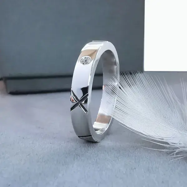 Unisex 2mm Diamond Ash Personalised Roman Numeral Memorial Silver Ring