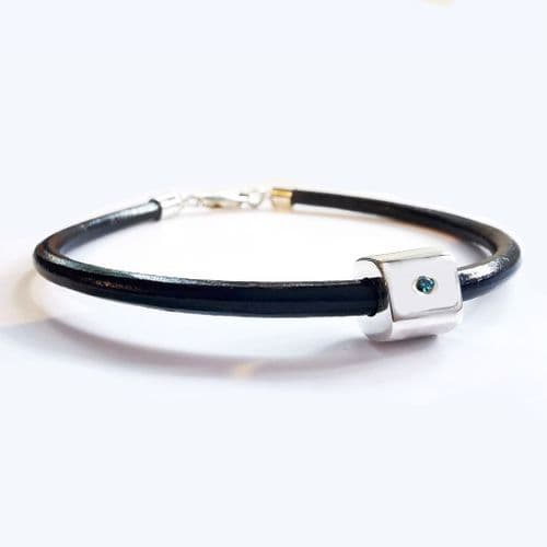 Unisex 2mm Diamond Ash Silver Memorial Bracelet
