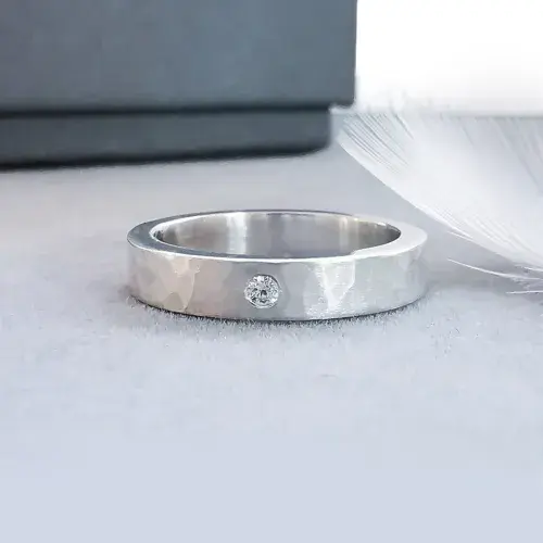 Unisex 2mm Diamond Ash Textured Matt Memorial Ring