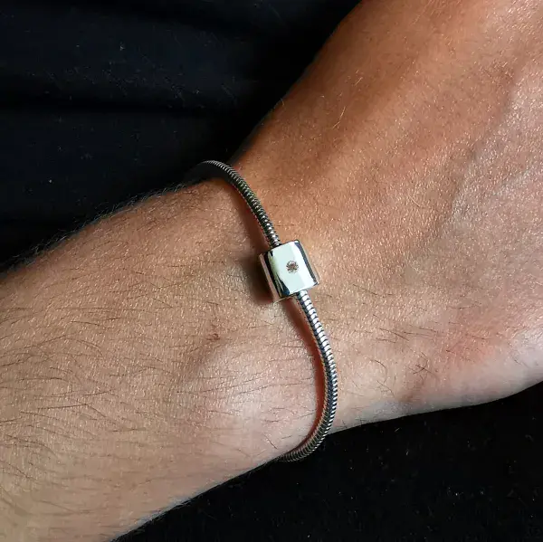 Unisex 2mm Diamond Hidden Ash Silver Memorial Bracelet