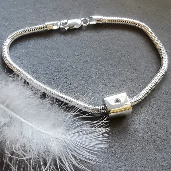 Unisex 2mm Diamond Hidden Ash Silver Memorial Bracelet