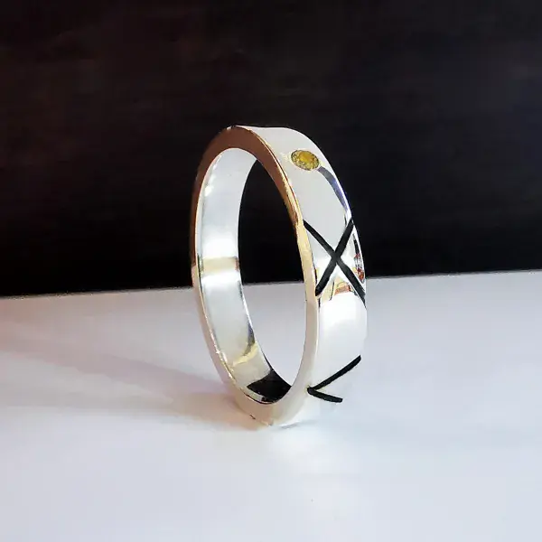 Unisex 4mm Band For 2mm Heart In Diamond Memorial Ring