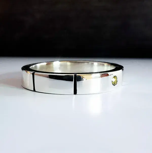 Unisex 4mm Band For 2mm Heart In Diamond Memorial Ring