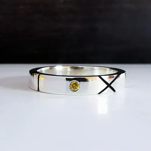 Unisex 4mm Band For 2mm Heart In Diamond Memorial Ring