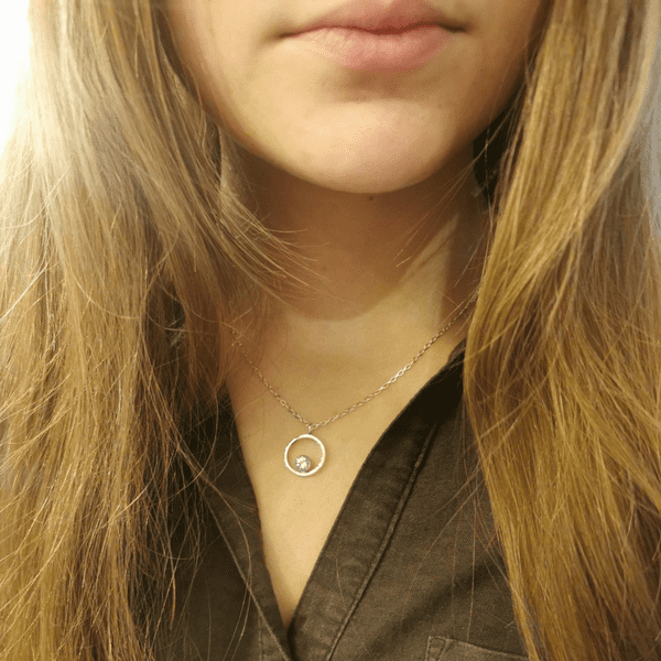 Unisex 6mm Gemstone And Ash/Hair Classic Circle Pendant