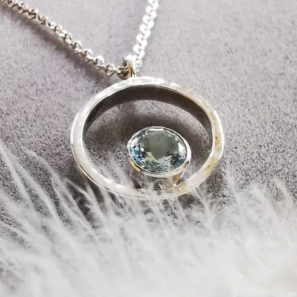 Unisex 6mm Gemstone And Ash/Hair Classic Circle Pendant