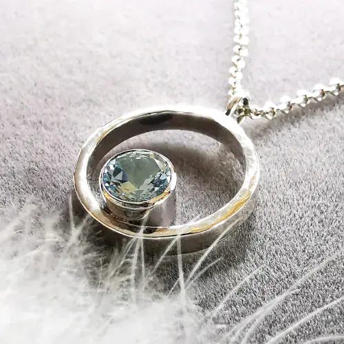 Unisex 6mm Gemstone And Ash/Hair Classic Circle Pendant