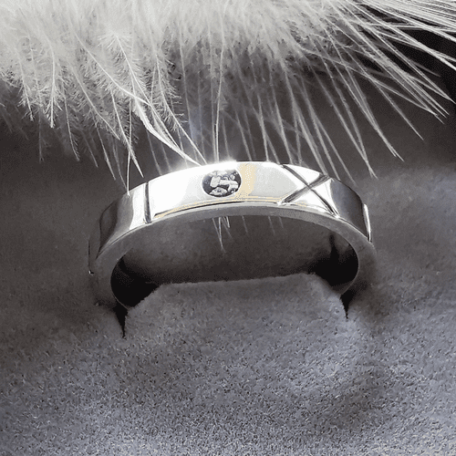 Unisex Ash And Gemstone Roman Numeral Memorial Ring