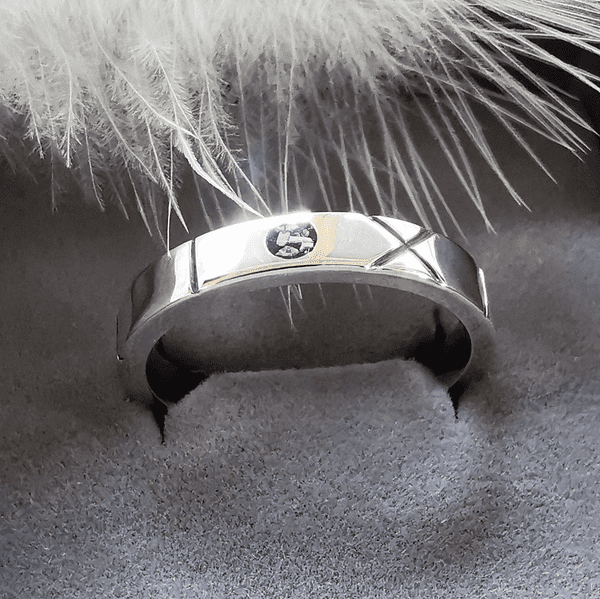 Unisex Ash And Gemstone Roman Numeral Memorial Ring
