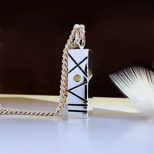 Unisex Birthdate Silver Pendant For 2mm Heart In Diamond