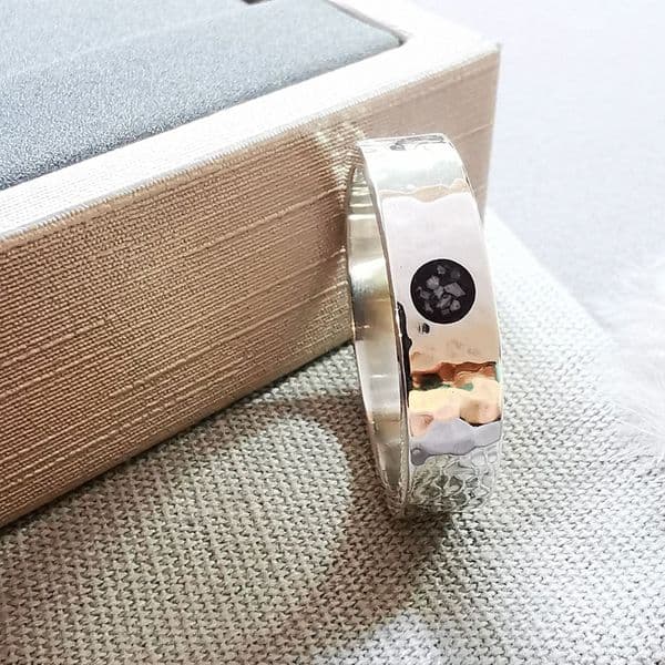 Unisex Chunky Textured Memorial Ring - Ash/Hair