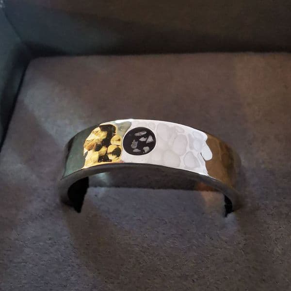 Unisex Chunky Textured Memorial Ring - Ash/Hair