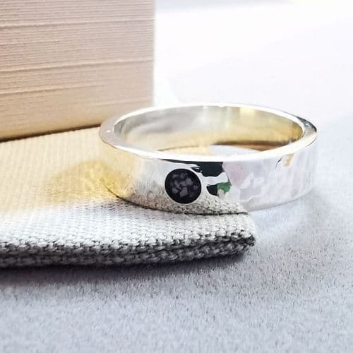 Unisex Chunky Textured Memorial Ring - Ash/Hair
