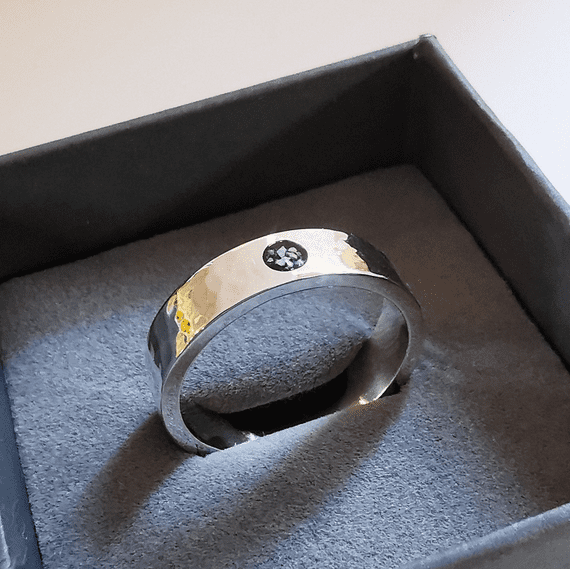 Unisex Chunky Textured Memorial Ring - Ash/Hair