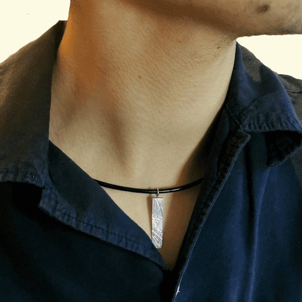 Unisex Hair/Fur Imprinted Rectangle Pendant