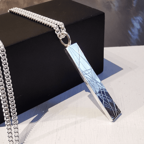 Unisex Hair/Fur Imprinted Rectangle Pendant