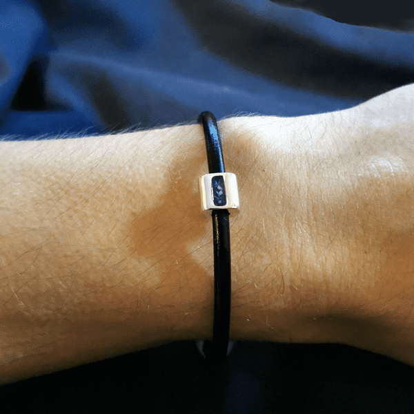 Unisex Memorial Rectangular Bead Bracelet - Ash Hair