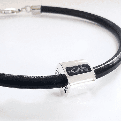 Unisex Memorial Rectangular Bead Bracelet - Ash Hair