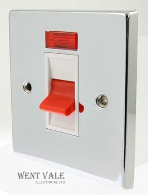 Acel Decorative - AC1127 - Polished Chrome 45a Double Pole Switch with Neon New