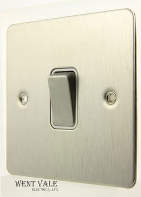 Acel Flat Plate - AC1414SS - 10ax 1 Gang 2 Way Switch in Brushed Steel Finish