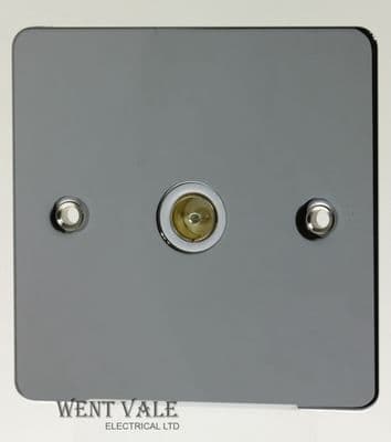 Acel Flat Plate - AC1432PC - Single Polished Chrome TV/FM Coaxial Socket