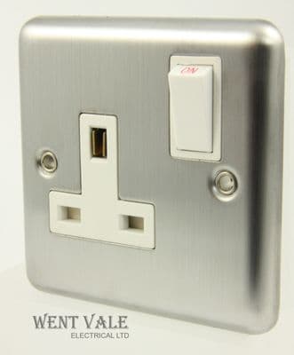 Alto Decorative - AL6998 - Brushed Steel 13a Single Switched Socket Outlet  New