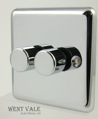 Alto Decorative AL7082 - Polished Chrome Two Gang Two Way 40-250w Dimmer Switch NOT FOR LED'S