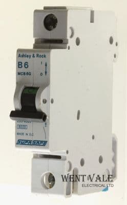 Ashley and Rock Supasafe - MCB6G - 6a Type B Single Pole MCB Used